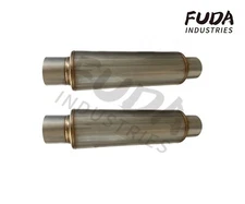 A Pair of 3.0'' In/Out Exhaust Muffler 4.5" Round Body Moderate Sound