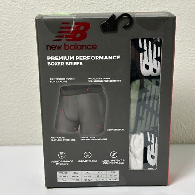 New Balance Performance Boxer Briefs Mens Size 2XL Green White Black Pack  NIB