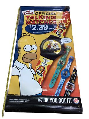 2002 Burger King Simpsons Official Talking Watches Promotional Banner Display