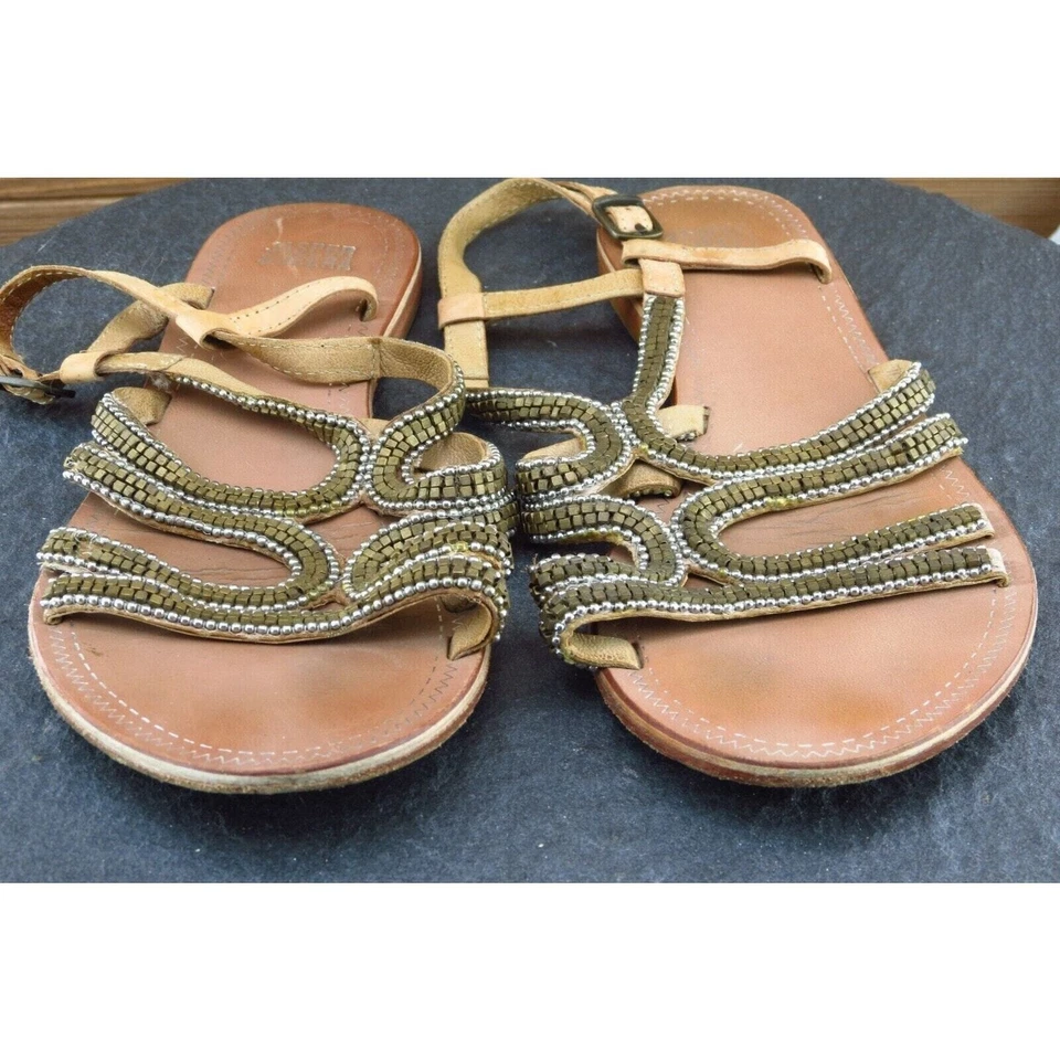 Sandalias informales Jasper & Jeera para mujer 7M de cuero marrón con tiras Foto 2 de 4