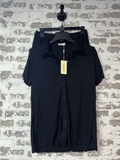 NEW Ekouaer Women's Ribbed Knit Lounge Set Pajamas - Size Medium Black