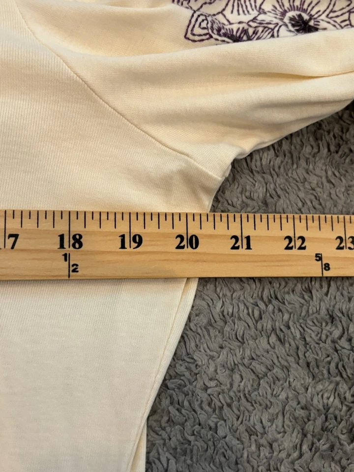 Talbots Shirt Women's PL Petite Large Cream Floral Sleeve Pullover Top - Image 4 of 4