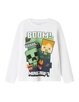 Minecraft Jungen T-Shirt Nkmac Ls Nreg, Bright White, 146/152 Cm, Name IT