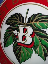 1980 PABST BREWING beer ROUND reverse on glass sign 