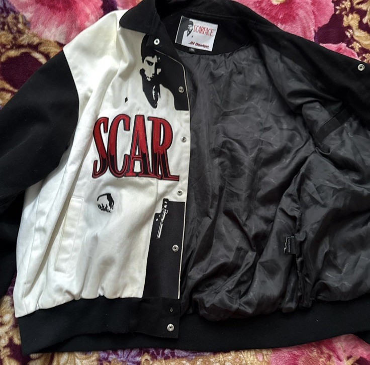 1990's Jeff Hamilton "Scarface"Tony Montana Varsity Racing Jacket Size : 2XL 