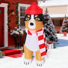 COMIN 4.5 FT Christmas Decorations Outdoor Inflatables Dog Christmas Scarf Blow 