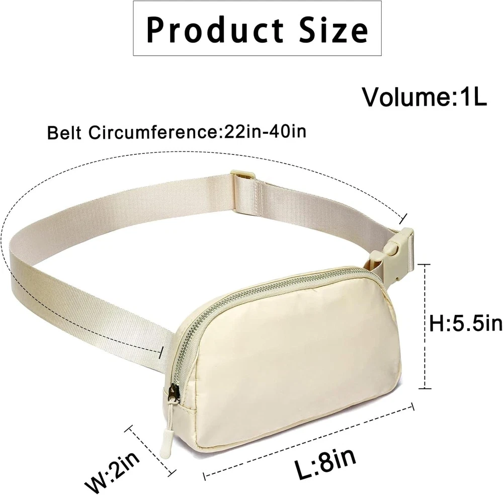 Belt Bag, Fanny Pack, Everywhere Belt Bag,40 Inch Adjustable Strap,for Women and