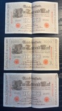 German Reichsbanknote 1000 Mark Banknotes (x3) - 1910