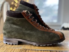 Stivaletti stringati Sutor Mantellassi scamosciati pelle marrone-verde US 10 RT$1300