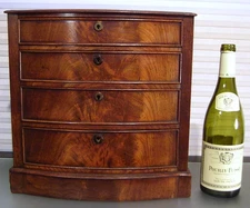 Antique 19th C English Miniature Mahogany Bow Front Chest of Drawers