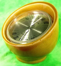 table top SPEEDOMETER STYLE CERAMIC TAYLOR THERMOMETER & HYDROMETER YELLOW-ORG
