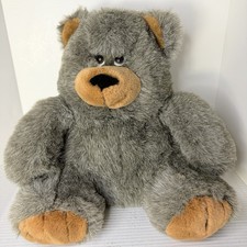 Vtg 1980's Collectible America Wego 1125G Grey Grizzly Teddy Bear Plush 12"x14"