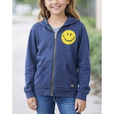Aviator Nation Full Zip Smiley Face Hoodie Sweatshirt Blue Youth / Kids 10