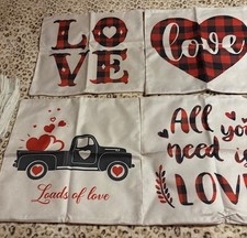 Valentine's Day Pillow Covers 18X18 Set of 4 Farmhouse Decorative Throw Pillows
