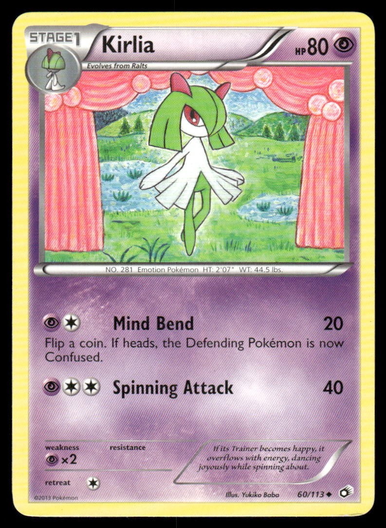 Kirlia 60/113 Uncommon Legendary Treasures Pokemon Moderately Played