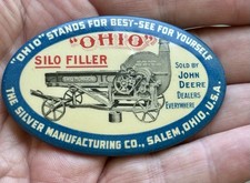1900s Ohio Silo Filler Farm Implement Sold By John Deere Celluloid Pocket Mirror