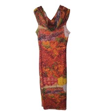 ZARA Cowl Neck Double Slit Tropical Print Dress, NWOT, Small
