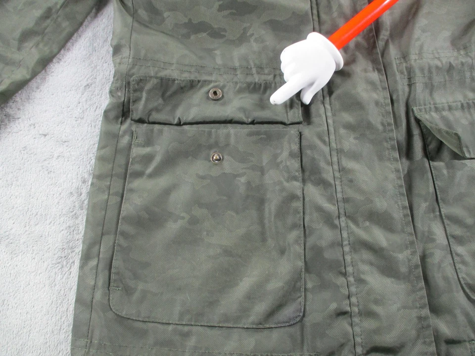 Chaqueta Vince Camuto Mujer XS Verde Camuflada Con Capucha Utilidad Anorak Abrigo Parka Foto 2 de 4