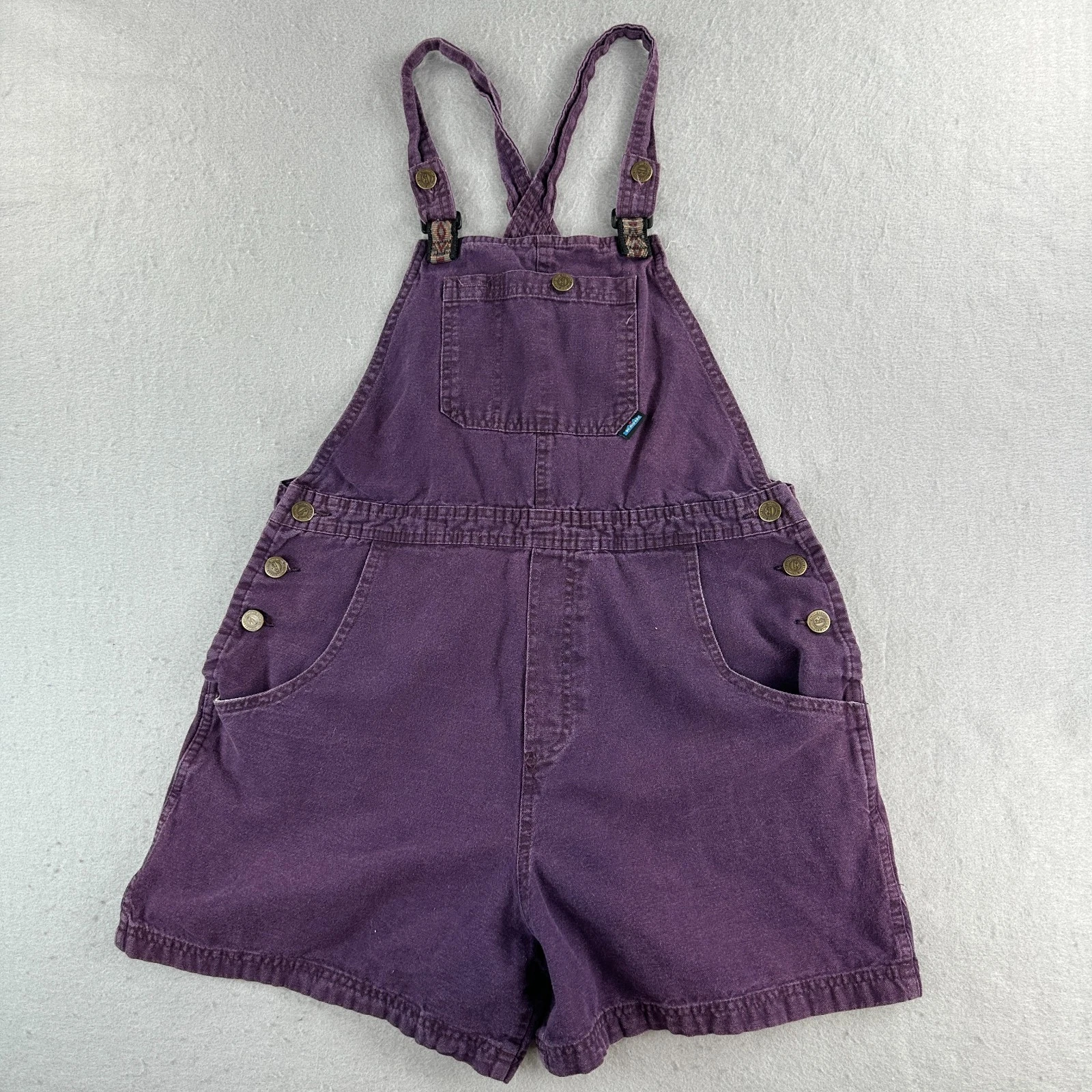 Vintage Kavu Bib Shortalls Womens Small Purple Canvas Stand Up Workwear USA Made