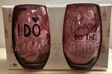 New Bride I Do Crew Stemless Wine Glasses Bridal Party Gift Set Bridal Shower
