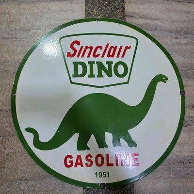 SINCLAIR DINO PORCELAIN ENAMEL SIGN 29 X 29 INCHES