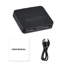 4K 1 in 2 Out HDMI Splitter Repeater Video Distributor Amplifier Dual Display