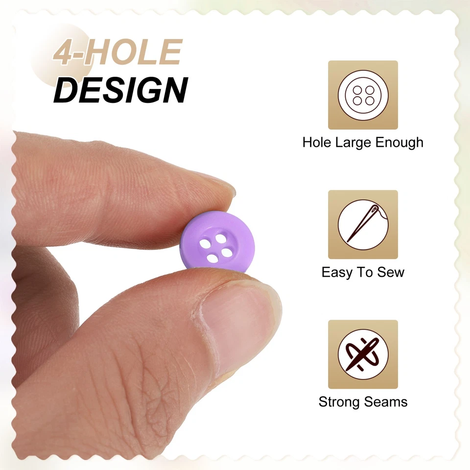 30 botones de costura 18L 15/32" resina redondos planos 4 agujeros botones artesanales, púrpura Foto 4 de 4