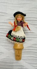 Vintage niemiecka lalka korkowa korek do butelki blond warkocze 5,5 cala ruchome ramiona