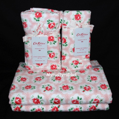 Cath Kidston Provence Rose Pink Bathroom Towel Set ~ 2Bath 2Hand 2Fingertip 6 pc