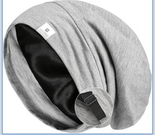 Silk SatinBonnet Wrap for SleepAdjSlouchy BeanieSilk Lined for Curly Hair Braids
