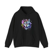 Wolf Hoodie, Wolf Head Wolves Animals Lovers Women Men Colorful Hoodie