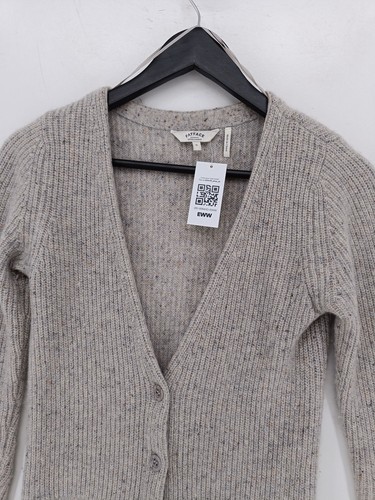 FatFace Women's Cardigan UK 6 Silver 100% Cashmere V-Neck Cardigan - Picture 3 of 5