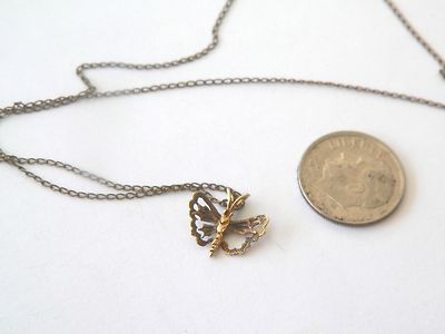 VINTAGE 19 1/4'' GOLD FILLED NECKLACE 10K GOLD VIMAR BUTTERFLY SLIDER/PENDANT*NO