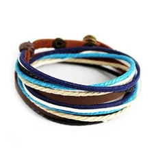 Genuine Leather Bracelet for Women & Men,Unisex Multilayer Leather Colorful-6