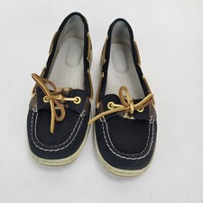 SPERRY TOP SIDER Lace Up Boat Shoes 61428 Black/Gold Animal Print Women  s 7M