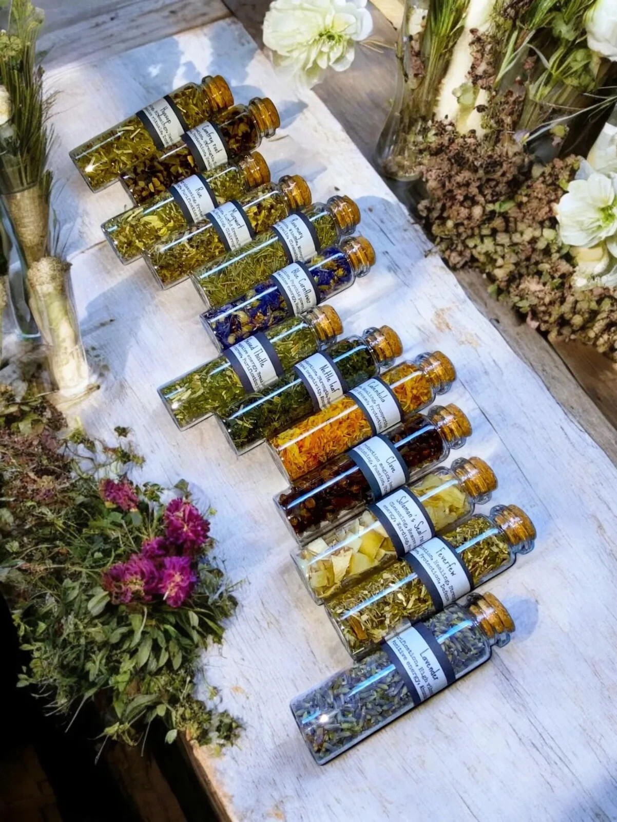 Custom Apothecary Kit, 20ml Herb Spell Bottles Starter Advanced Set Spell Salts