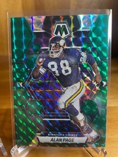 Alan Page 2023 Panini Mosaic Football Green Mosaic Prizm #156 VIKINGS HOF