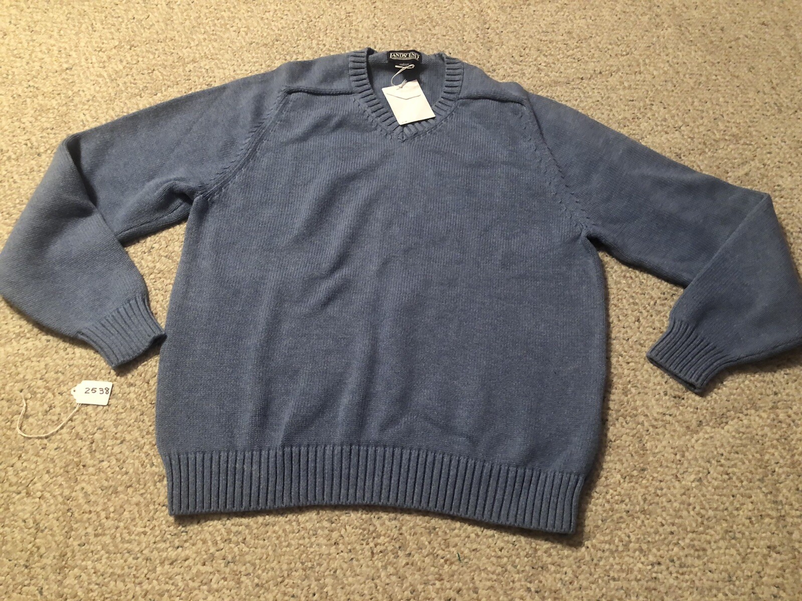Lands End VNeck Sweater Size Large Regular 4244 New With Tags Heavy