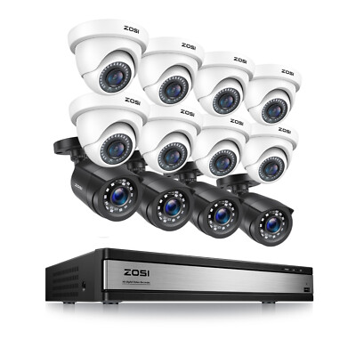 ZOSI 16CH 1080P 2MP Outdoor Security Camera System 5MP Lite CCTV DVR Waterproof