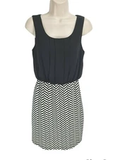 IZ Byer Black White Striped Mini Sheath Dress Women Size S Crew Neck Sleeveless