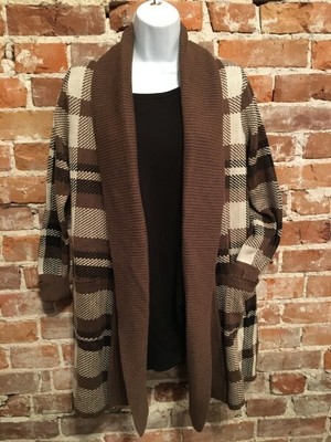 Isaac Mizrahi Brown Plaid Jacquard 