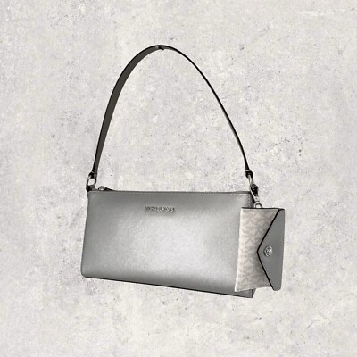 Michael Kors Tasche Schultertasche Card Holder Jet Set VINCENT Silber Silver NEU