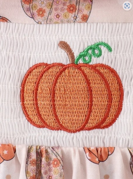 NEW Boutique Pumpkin Girls Embroidered Smocked Orange Dress