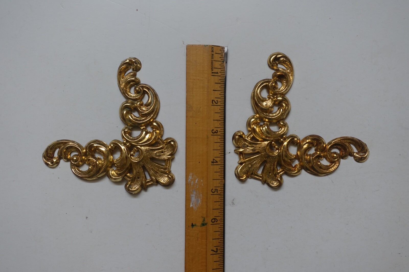 Rare EXTRA LARGE BRASS PICTURE FRAME CORNERS Antique brass with 16