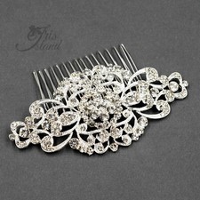 Silver Hair Comb Crystal Rhinestone Headpiece Wedding Accessories Pin Flower 016
