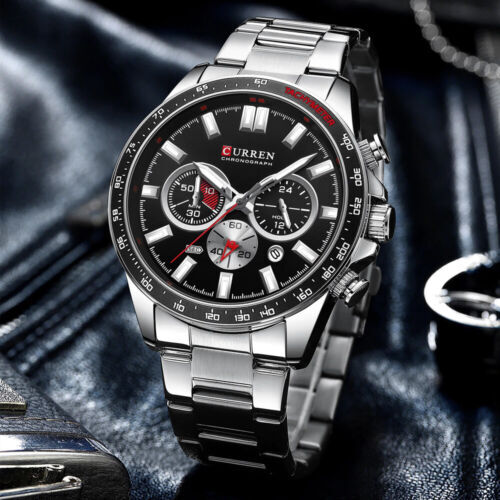Herren Armbanduhr Chronograph Wasserdicht Kalender Datum Analog Quarz Luxus - Bild 31 von 32