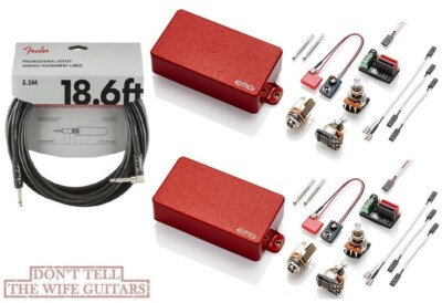 EMG 81 + 85 Red Active Solderless Humbucker Set Short Shaft Pots 