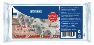 STYLEX Modelliermasse Knete Tonerde natürlich 500 gramm Lufthärtend Ton bemalbar