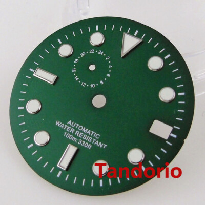 Bliger 29mm NH37 Automatic Mens Black White Blue Watch Dial Face Luminous Date