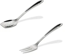 All-Clad T231 Stainless Steel Cook Serving Fork W/Slotted Spoon - 10 inch